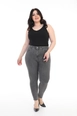 A wholesale clothing model wears 37465-jeans-dark-grey, Turkish wholesale  of 