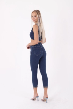 A wholesale clothing model wears 37431 - Jeans - Navy Blue, Turkish wholesale Jeans of XLove