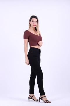 A wholesale clothing model wears 37467 - Jeans - Black, Turkish wholesale Jeans of XLove
