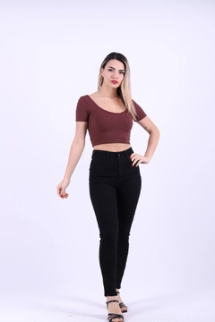 Una modella di abbigliamento all'ingrosso indossa 37467 - Jeans - Black, vendita all'ingrosso turca di Jeans di XLove