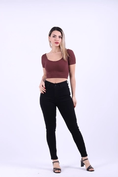 A wholesale clothing model wears 37467 - Jeans - Black, Turkish wholesale Jeans of XLove