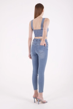 A wholesale clothing model wears 37495 - Jeans - Light Blue, Turkish wholesale Jeans of XLove