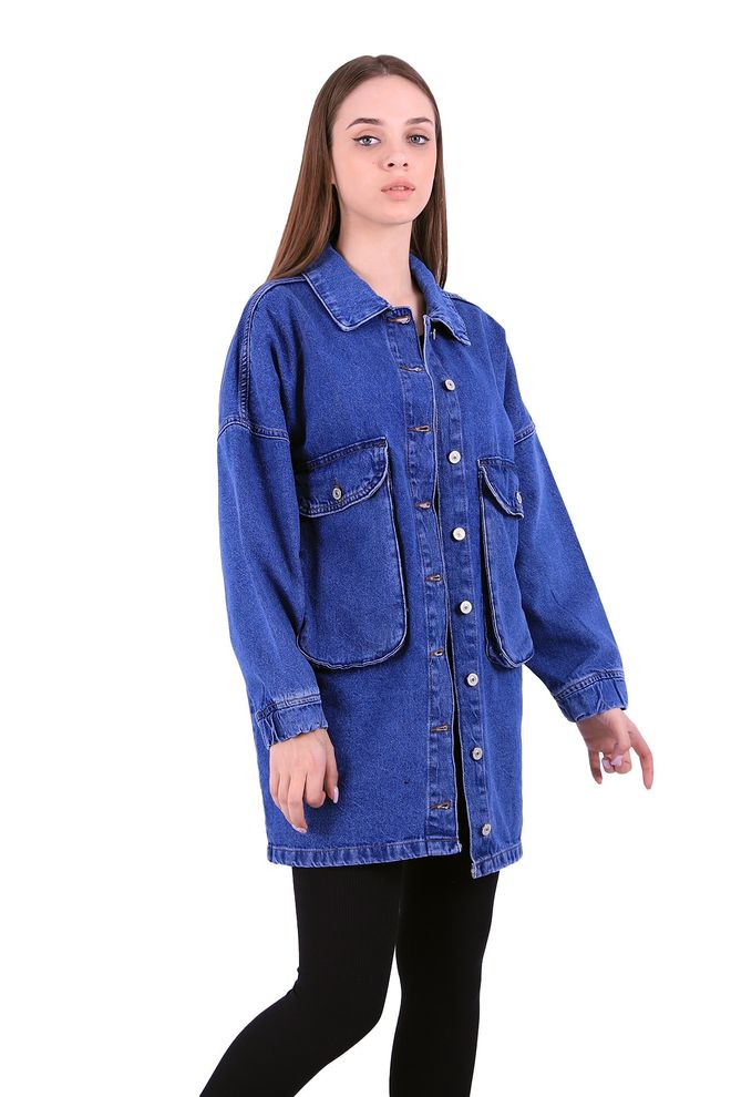 XLove Jeansjacke Dunkelblau Großhandelskleidung Lässig