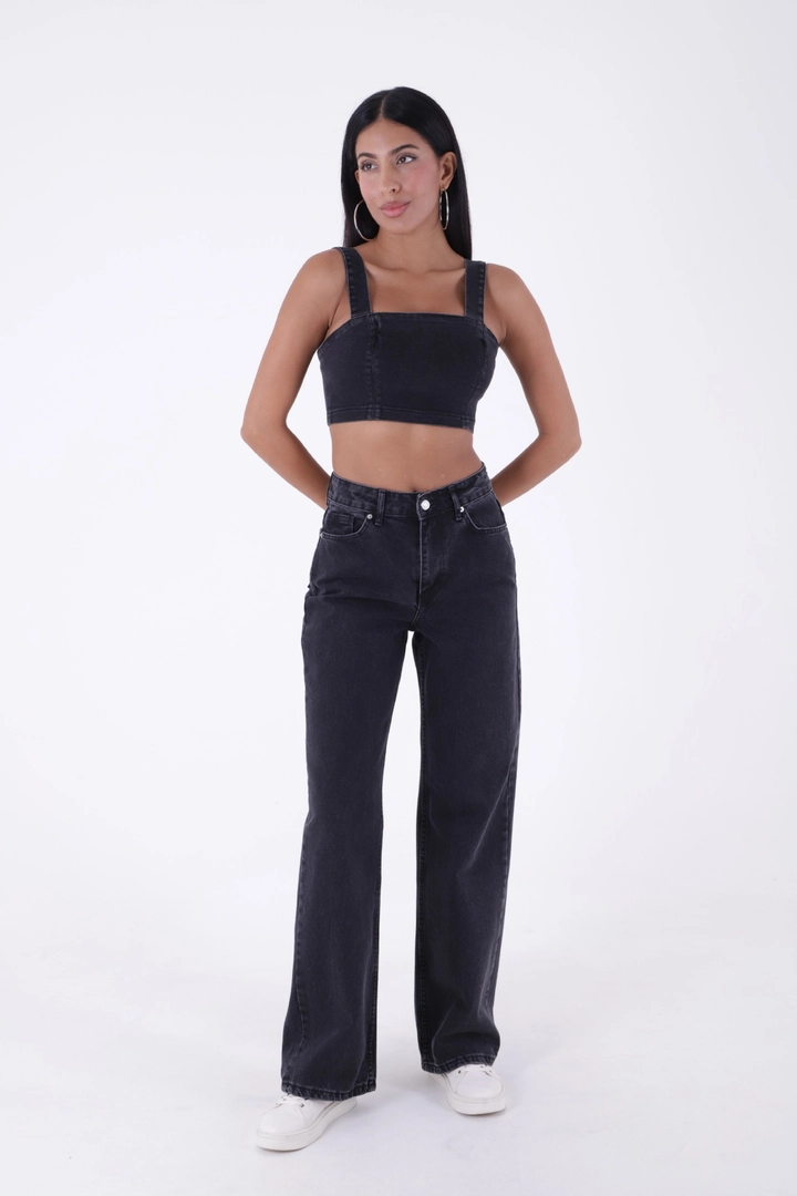 A wholesale clothing model wears 37422 - Jeans - Anthracite, Turkish wholesale Jeans of XLove