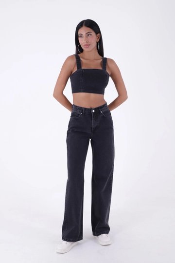 A wholesale clothing model wears  Jeans - Anthracite
, Turkish wholesale Jeans of XLove