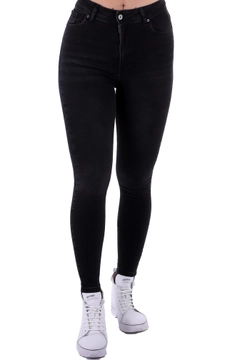 A wholesale clothing model wears 37462 - Jeans - Anthracite, Turkish wholesale Jeans of XLove