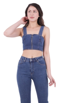 A wholesale clothing model wears 40275 - Jeans - Blue, Turkish wholesale Jeans of XLove