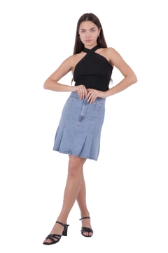 Una modelo de ropa al por mayor lleva 45200 - Skirt - Blue, Falda turco al por mayor de XLove