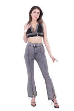 A wholesale clothing model wears XLO10007 - Jeans - Gray, Turkish wholesale Jeans of XLove