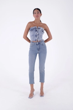 Hurtowa modelka nosi XLO10009 - Jeans - Blue, turecka hurtownia Dżinsy firmy XLove
