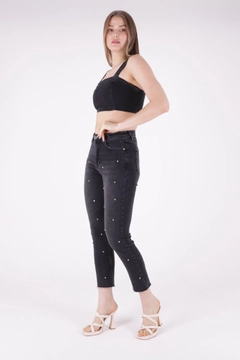 A wholesale clothing model wears XLO10053 - Jeans - Anthracite, Turkish wholesale Jeans of XLove