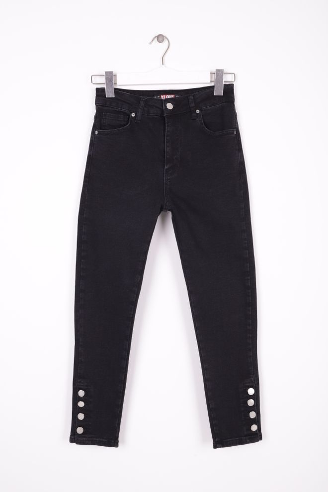XLove Four Button High Waist Skinny Jeans Anthracite Wholesale Clothing Elastane
