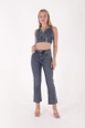 Ένα μοντέλο χονδρικής πώλησης ρούχων φοράει xlo10116-tasseled-high-waist-mom-fit-jean-blue, τούρκικο  χονδρικής πώλησης από 
