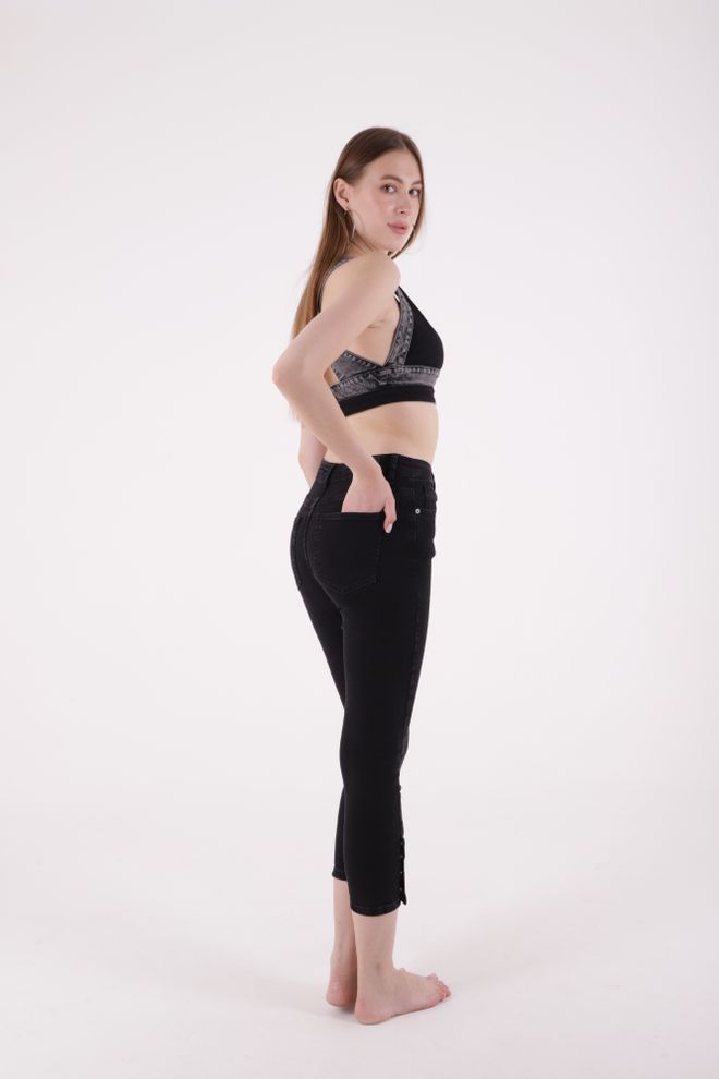 XLove Four Button High Waist Skinny Jeans Anthracite Wholesale Clothing Dating