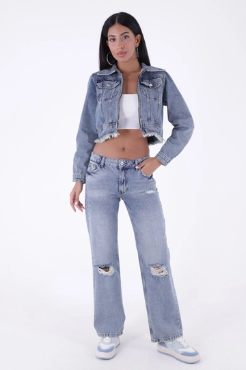 Una modella di abbigliamento all'ingrosso indossa  Jeans - Blu
, vendita all'ingrosso turca di Jeans di XLove