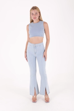 A wholesale clothing model wears xlo10134-jeans-ice-blue, Turkish wholesale Jeans of XLove