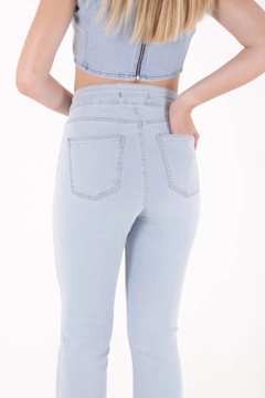A wholesale clothing model wears xlo10134-jeans-ice-blue, Turkish wholesale Jeans of XLove