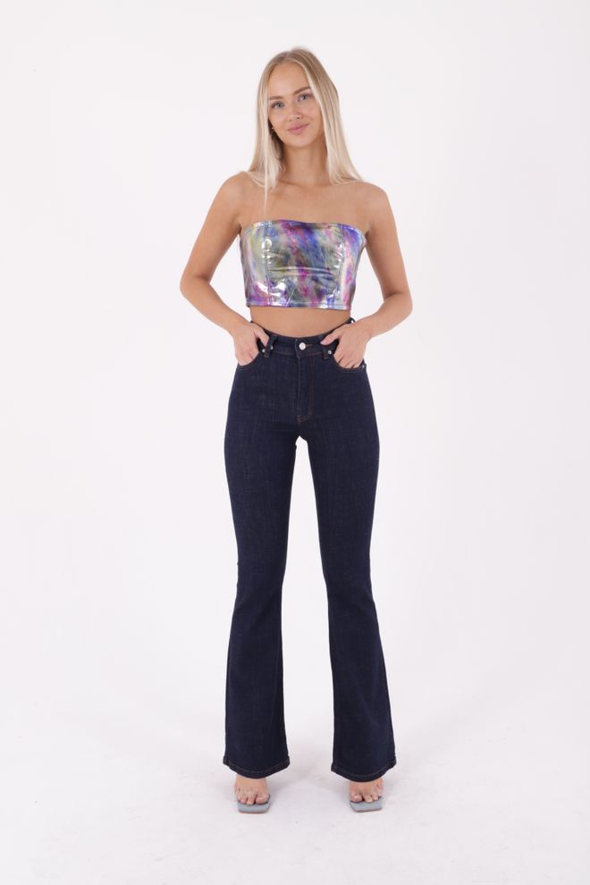 XLove Ψηλόμεσο Και Φαρδύ Πόδι Skinny Jean Navy Blue Χονδρικό εμπόριο ενδυμάτων Casual