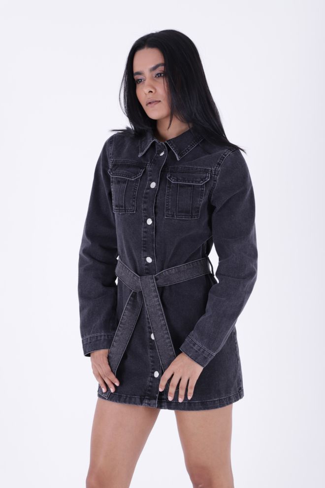 XLove فستان من الدنيم مزود بحزام ملابس بالجملة ملابس الشارع