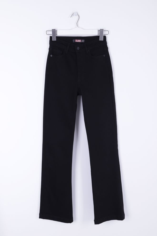 XLove Prošivene Traperice Širokih Nogavica Crne Veleprodaja odjeće Elastan