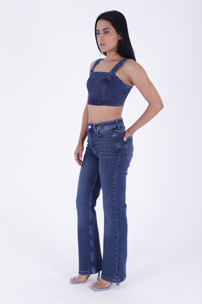 XLove Prošivene Traperice Širokih Nogavica Plave Veleprodaja odjeće 4