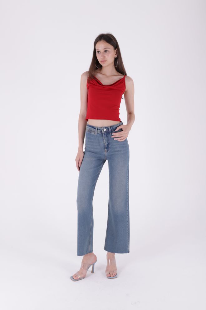 XLove Jean Palazzo Avec Poche Décorative Vêtements en gros Décontracté