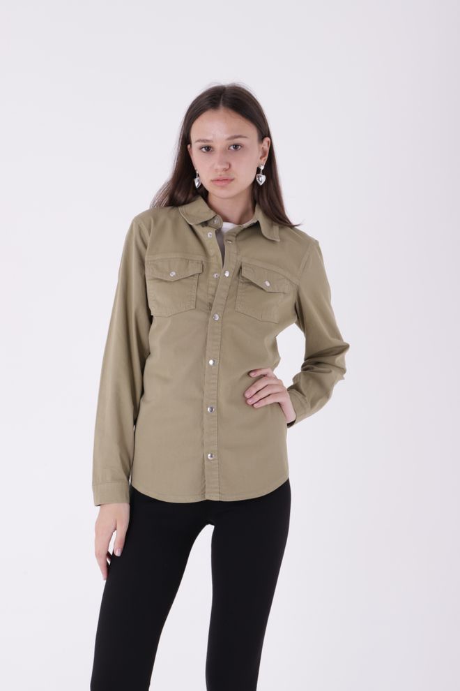 XLove Snap Jeanshemd Großhandelskleidung Lässig