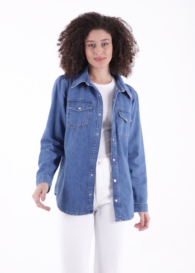 XLove Denim Shirt With Snap Wholesale Clothing Casual