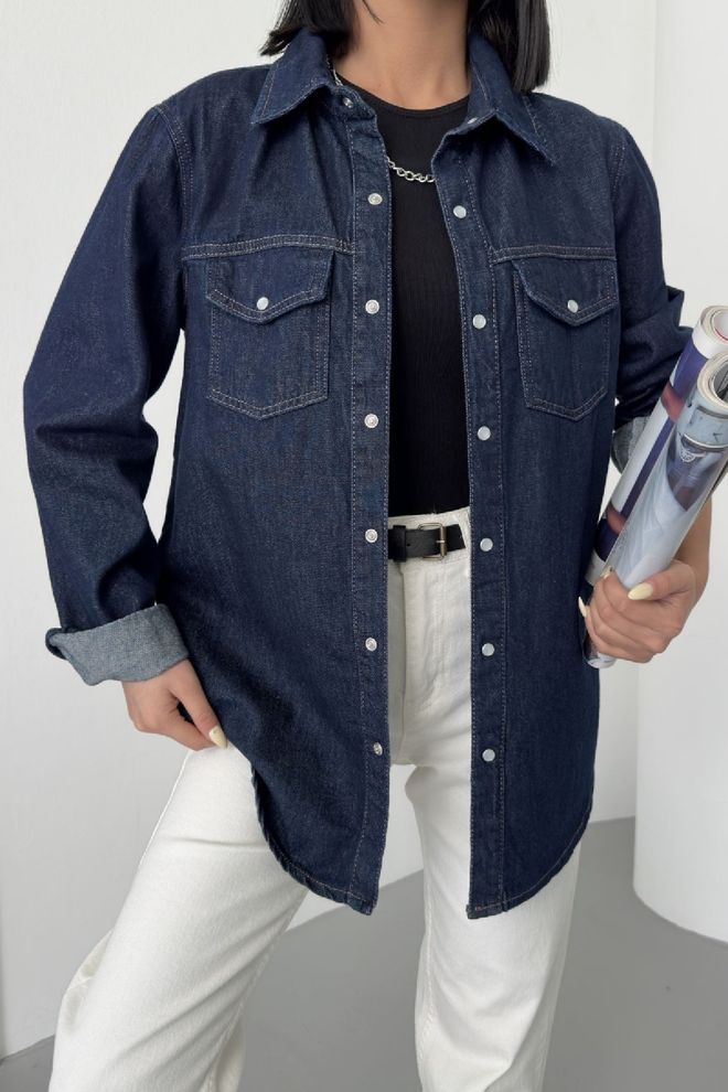 XLove Denim Shirt With Snap Wholesale Clothing Casual