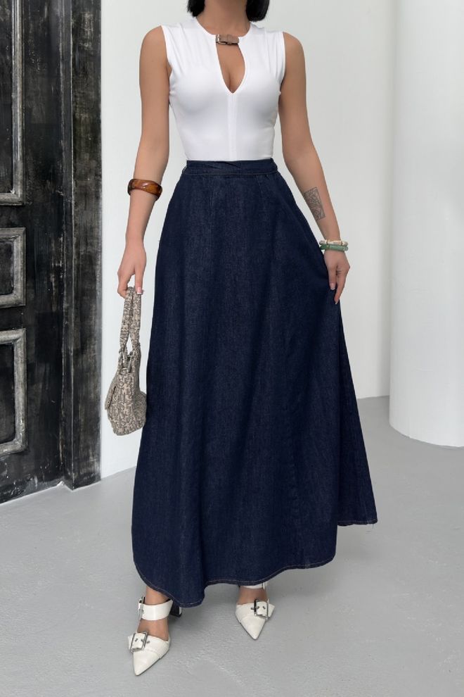 XLove Elastic Waist Ruffle Long Skirt Wholesale Clothing Cotton