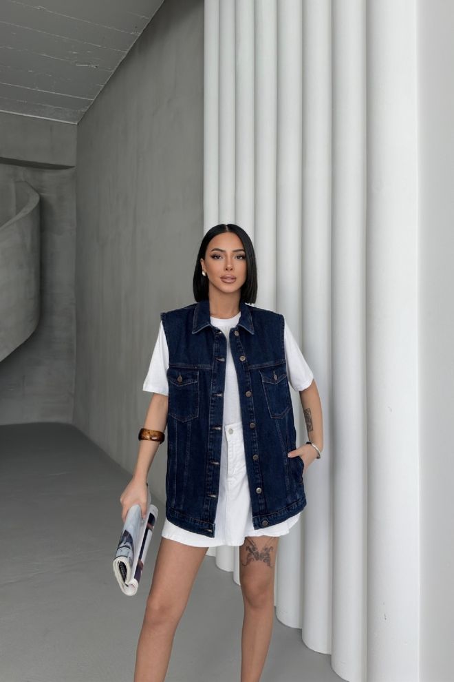 XLove Mittlere Jeansweste Großhandelskleidung Lässig