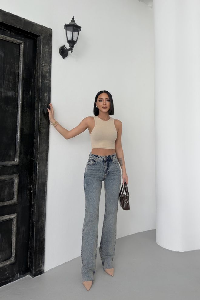 XLove Cropped Leg Straight Fit Jeans Wholesale Clothing Elastane