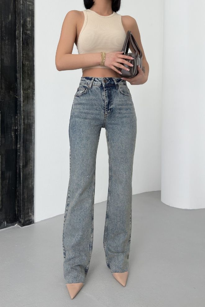 XLove Cropped Leg Straight Fit Jeans Wholesale Clothing Cotton