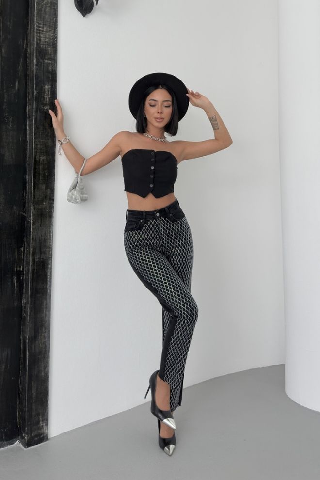 XLove جينز موم فيت مرصع بالأحجار ملابس بالجملة صيف