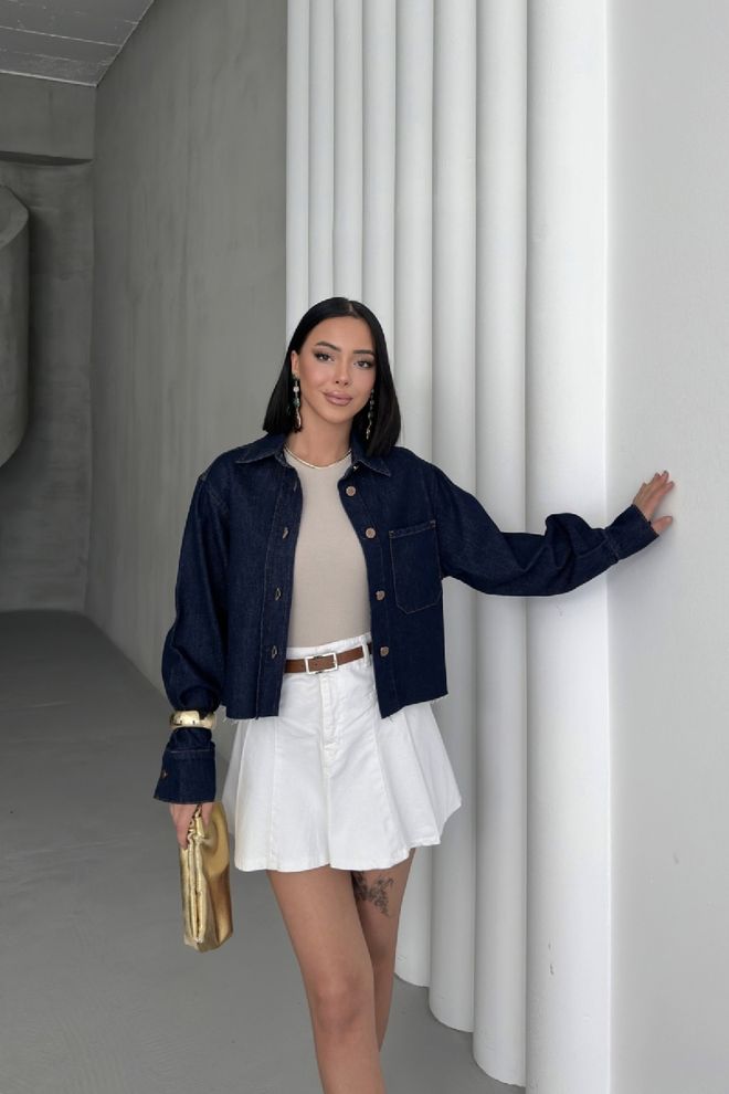 XLove Short Pocket Denim Jacket Wholesale Clothing Fall