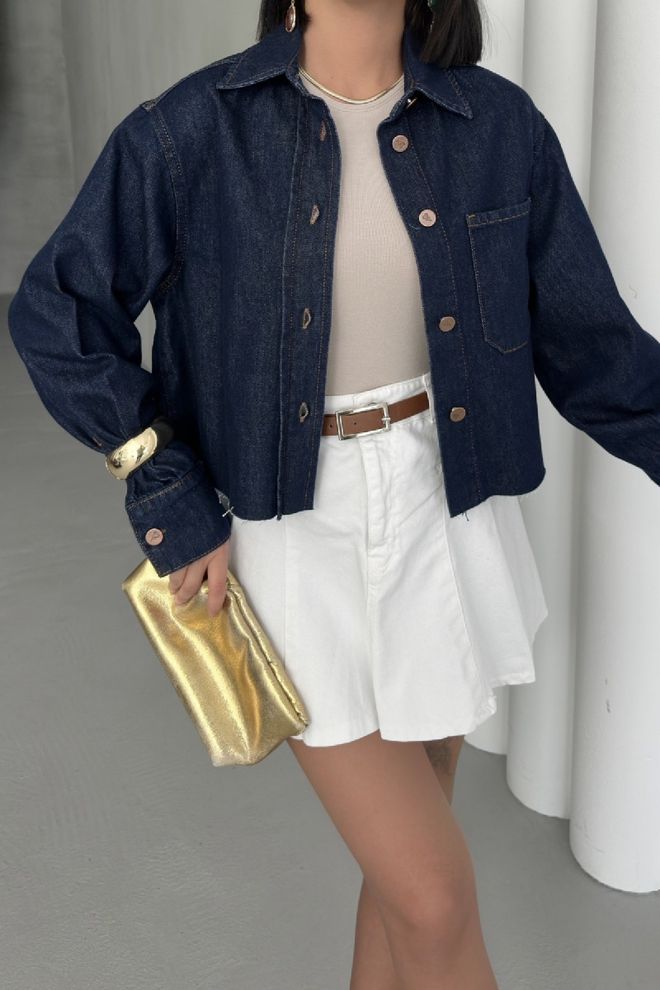 XLove Short Pocket Denim Jacket Wholesale Clothing Cotton