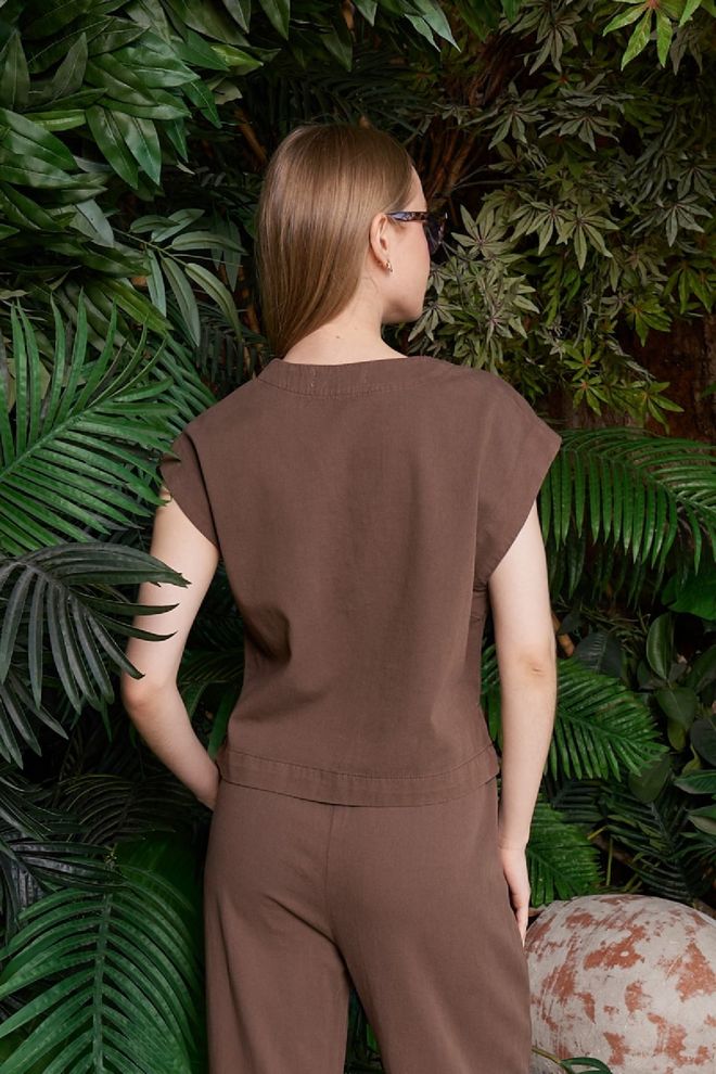 XLove Brown Casual Elegant Modest Blouse Wholesale Clothing Boho