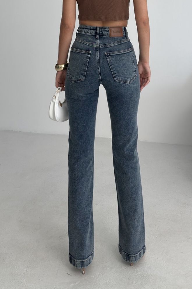 XLove Mėlyni Džinsai Mama Aukštas Liemuo Tiesios Kelnės Didmeninė prekyba drabužiais 5