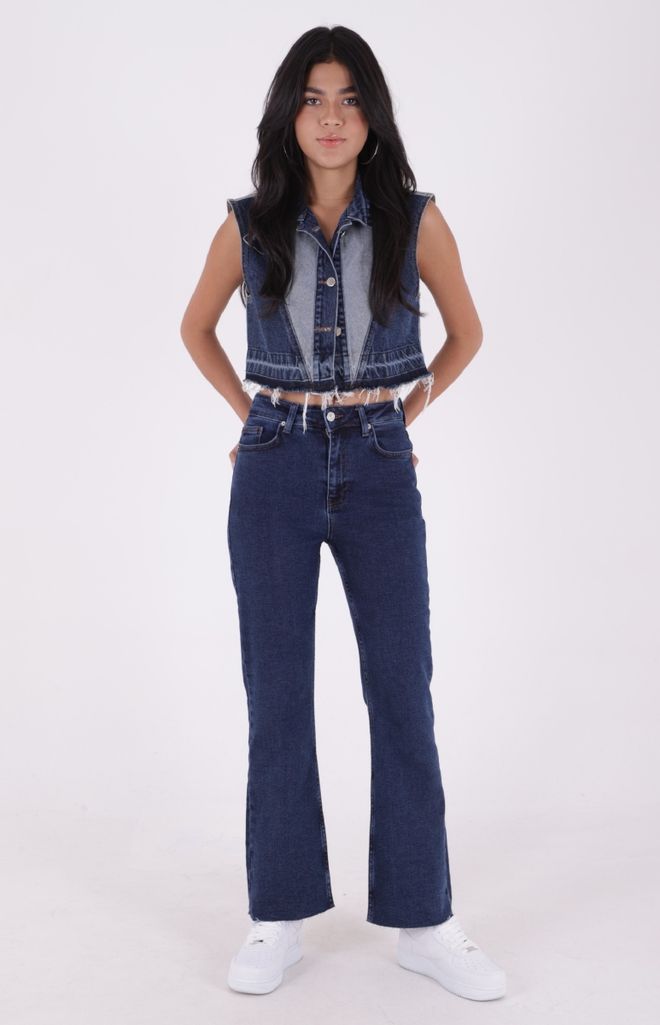 XLove Blaue Mom Jeans Mit Hoher Taille Und Geradem Bein Großhandelskleidung Lässig