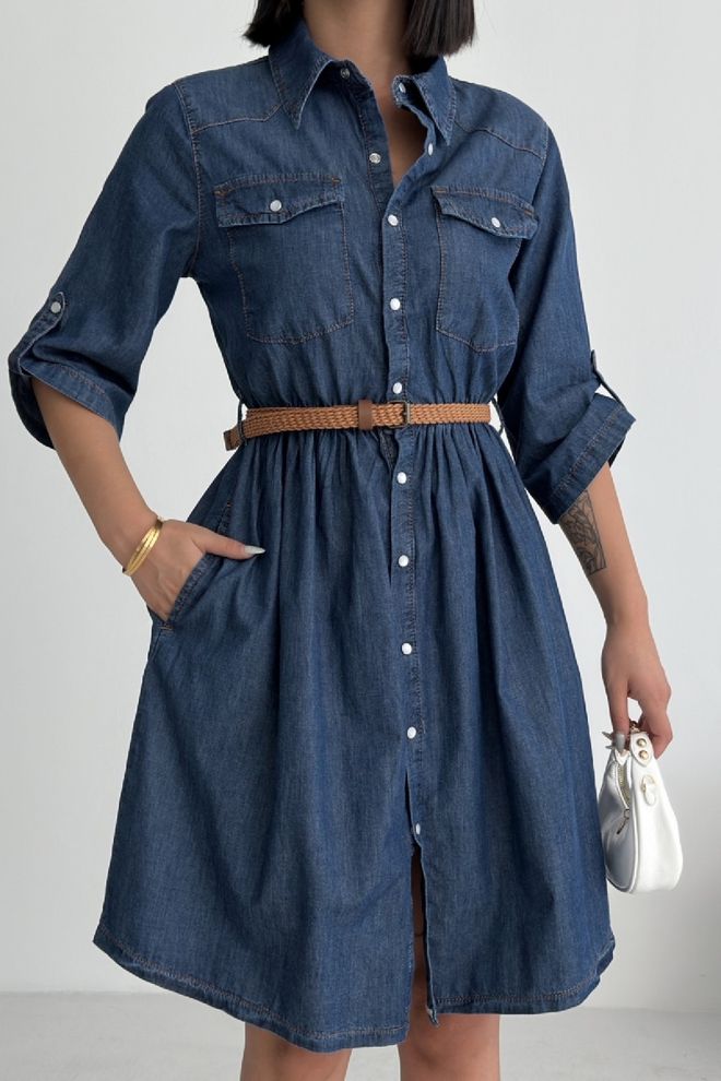 XLove Albastru Casual Elegant Preppy Formal Cămașă Rochie Îmbrăcăminte cu ridicata 5