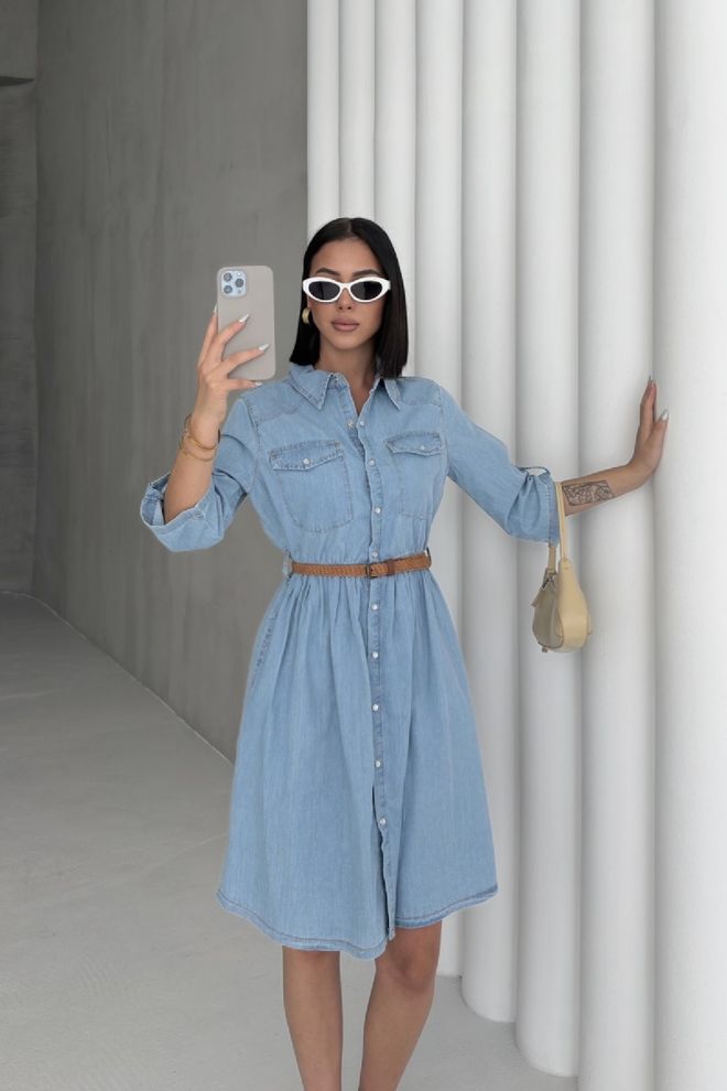 XLove Μπλε Casual Κομψό Επίσημο Πουκάμισο Φόρεμα Χονδρικό εμπόριο ενδυμάτων Casual