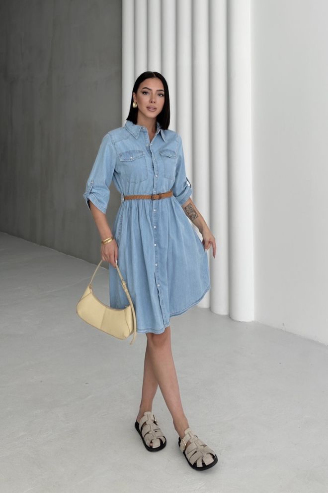 XLove Blue Casual Elegant Formal Shirt Dress Wholesale Clothing Formal
