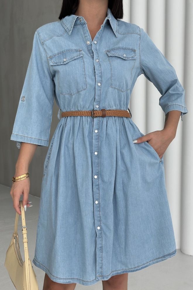 XLove Blue Casual Elegant Formal Shirt Dress Wholesale Clothing Spring