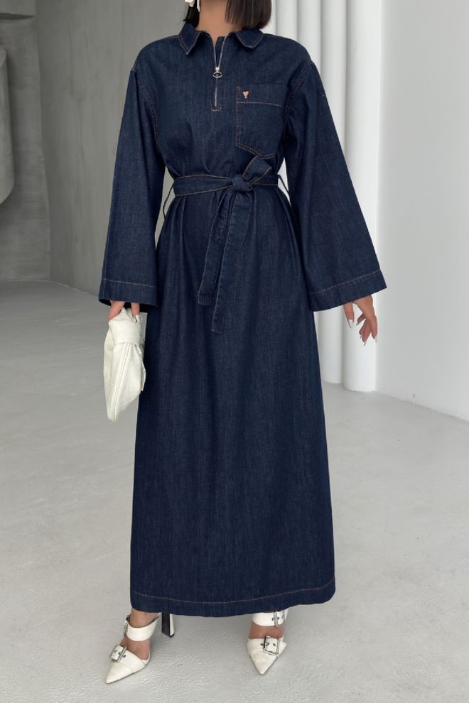 XLove Κομψό Μπλε Μαρέν Μακρύ Πουκάμισο Φόρεμα Χονδρικό εμπόριο ενδυμάτων 1