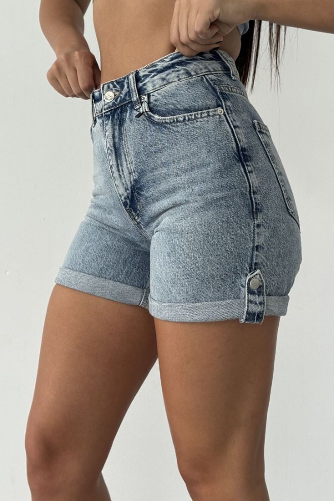 XLove Blue Casual Streetwear Bermuda Shorts High Waist Wholesale Clothing 1