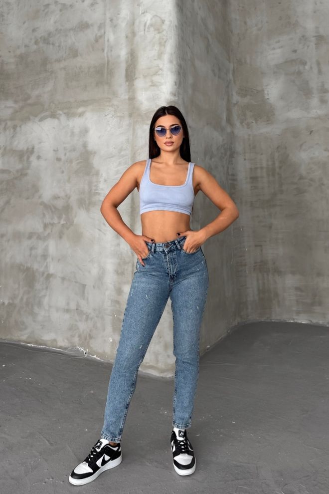 XLove Blaue Mom Jeans Mit Hoher Taille Und Skinny Fit Großhandelskleidung Lässig
