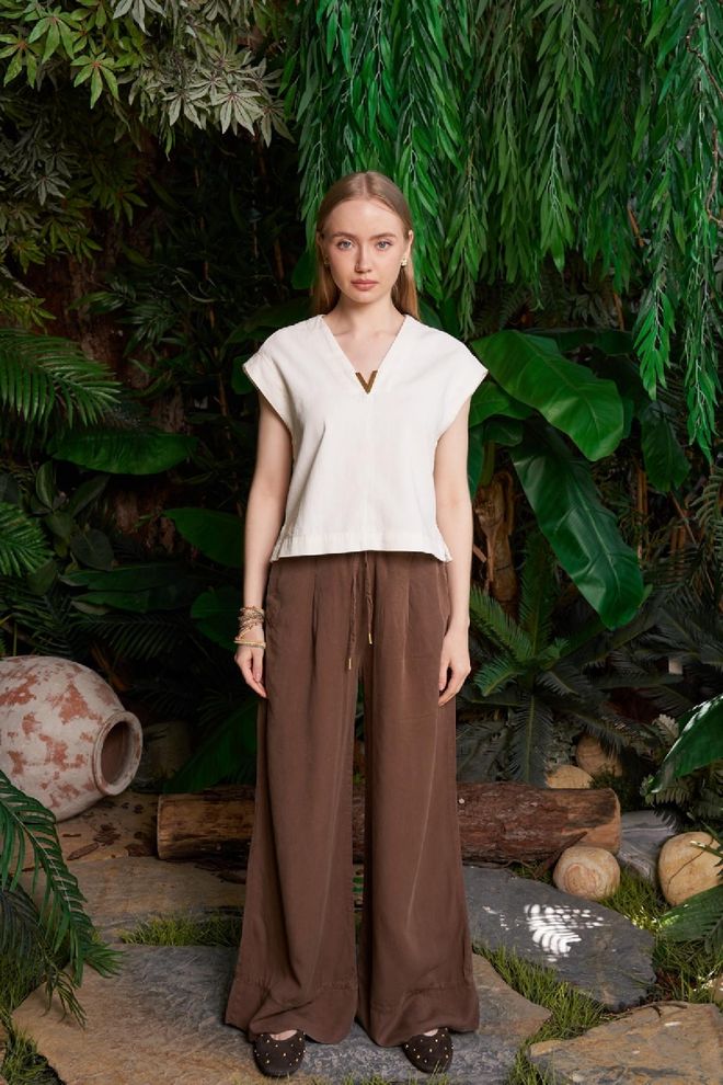 XLove Brown Boho Palazzo Pants Wholesale Clothing 5