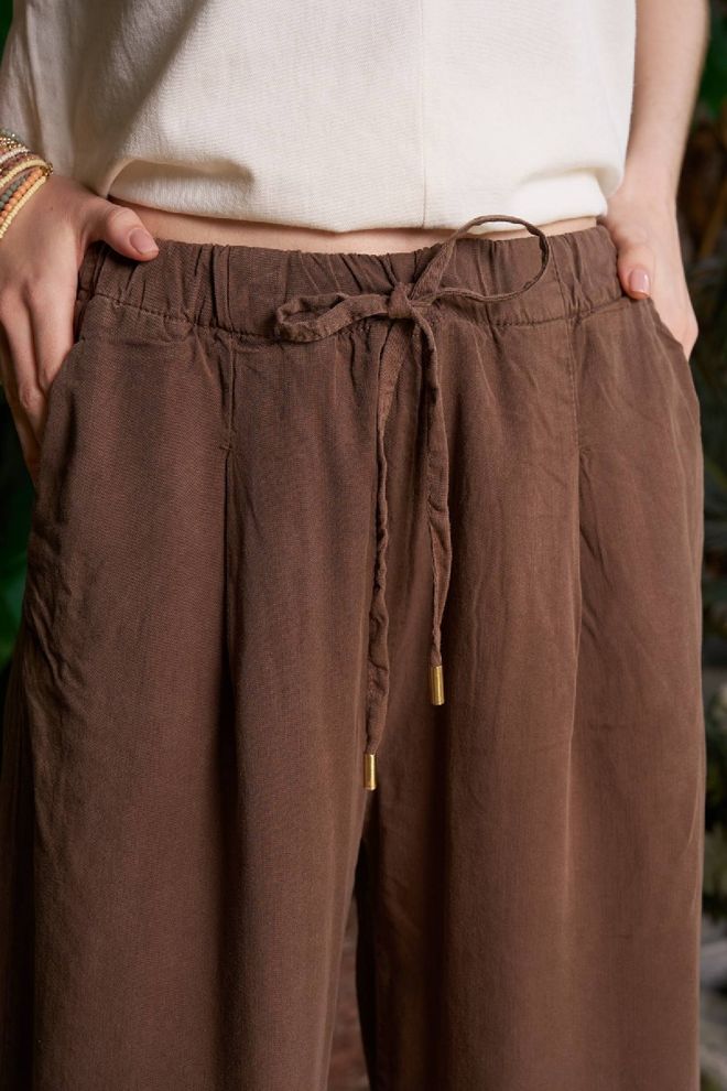 XLove Brown Boho Palazzo Pants Wholesale Clothing Casual