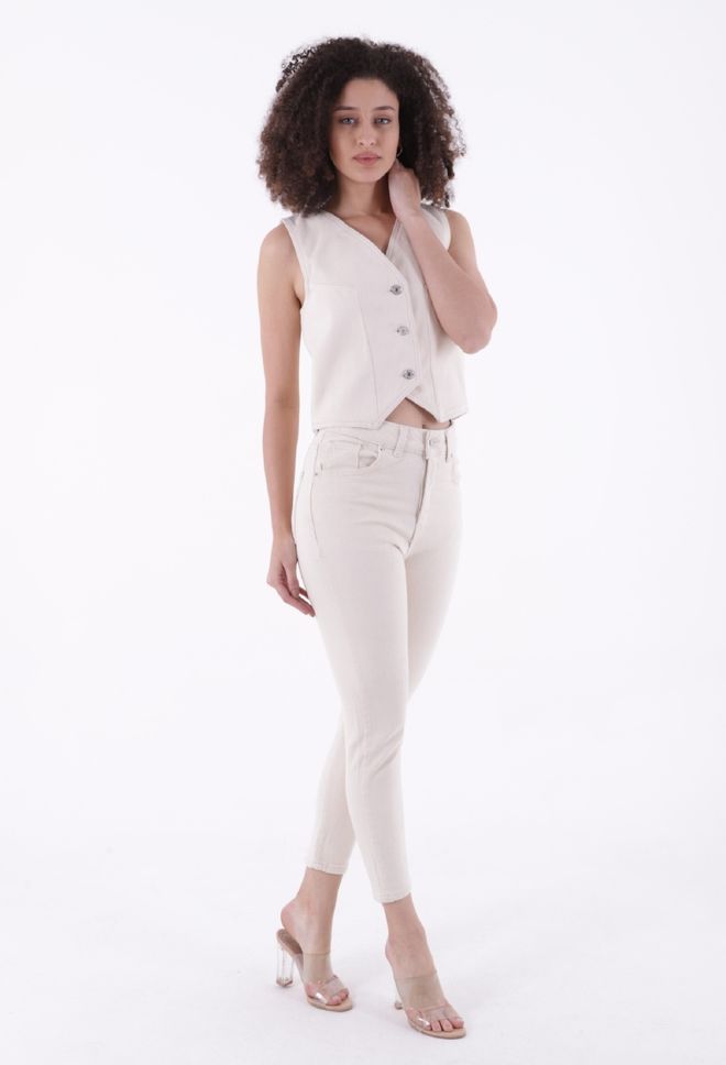 XLove Kot Pantolon Ekru Toptan Giyim Elastan