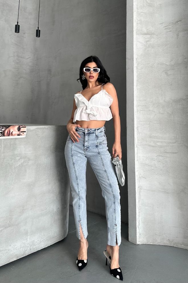 XLove Džínsy Svetlomodrá Veľkoobchod s oblečením Bavlna